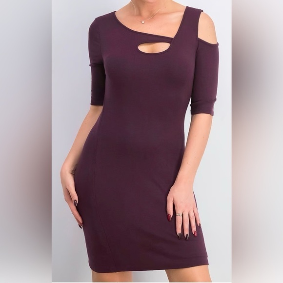 Goldray Dresses & Skirts - Goldray Size Small Purple Double Knit Dress Off the Shoulder